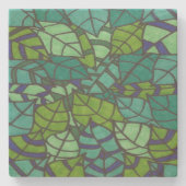 緑の熱帯葉 ストーンコースター (正面)