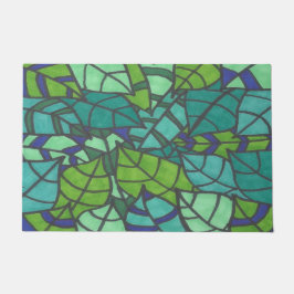 緑の熱帯葉 ドアマット