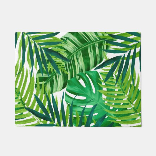 緑の熱帯葉 ドアマット (正面)