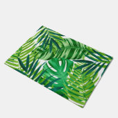 緑の熱帯葉 ドアマット (アングル)