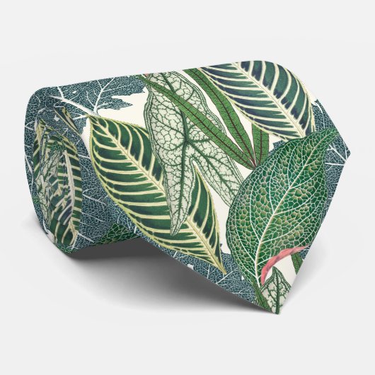 緑の熱帯葉 ネクタイ (ロール)