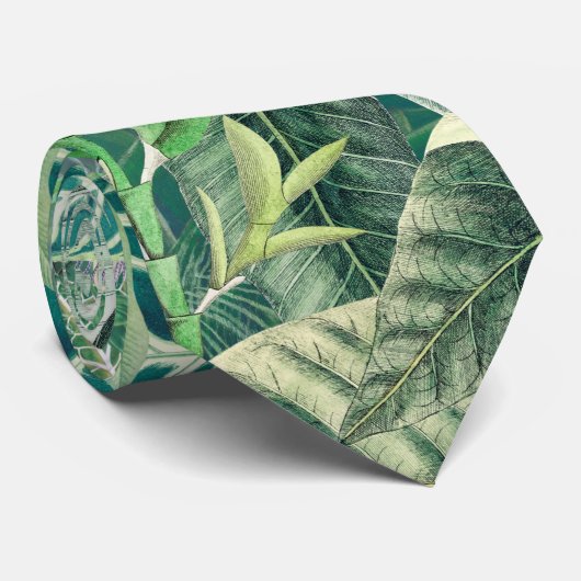 緑の熱帯葉 ネクタイ (ロール)