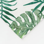 緑の熱帯葉 フリースブランケット (角)