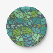 緑の熱帯葉  ペーパープレート (正面)
