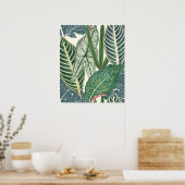 緑の熱帯葉 ポスター (キッチン)