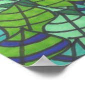 緑の熱帯葉 ポスター (角)