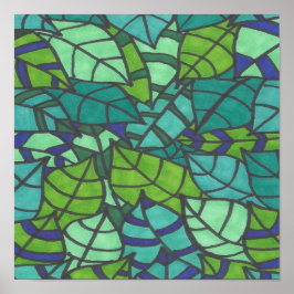 緑の熱帯葉 ポスター