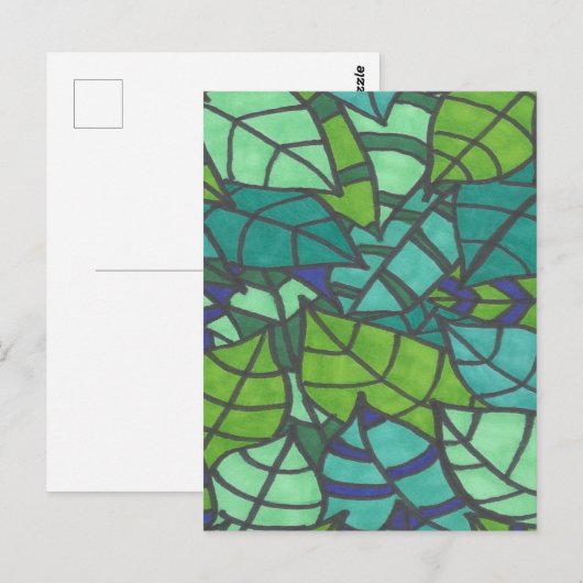 緑の熱帯葉 ポストカード (正面/裏面)