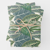 緑の熱帯葉 ラッピングペーパーシート (インサイチュ)