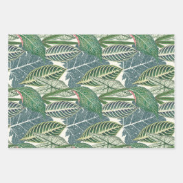 緑の熱帯葉 ラッピングペーパーシート