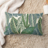 緑の熱帯葉 ランバークッション (ブランケット)