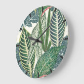 緑の熱帯葉 ラージ壁時計 (傾斜)