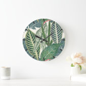 緑の熱帯葉 ラージ壁時計 (ホーム)