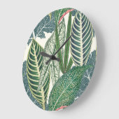 緑の熱帯葉 ラージ壁時計 (傾斜)