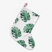 緑の熱帯葉、水彩パターン スモールクリスマスストッキング (正面 (吊り時))