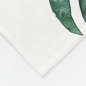 緑の熱帯葉、水彩パターン フリースブランケット (角)