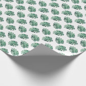 緑の熱帯葉、水彩パターン ラッピングペーパー (角)