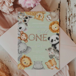 緑の熱帯野生のワンジャングルサファリ動物 招待状