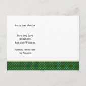 緑の熱帯離れのピンクの結婚式を保存する 案内ポストカード (裏面)