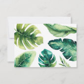 緑の熱帯離れ国のホワイトエレガントな結婚式RSVP 出欠カード (裏面)