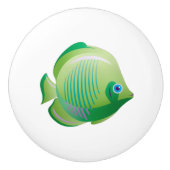 緑の熱帯魚の漫画のキャビネットのノブのドアのプル セラミックノブ (正面)