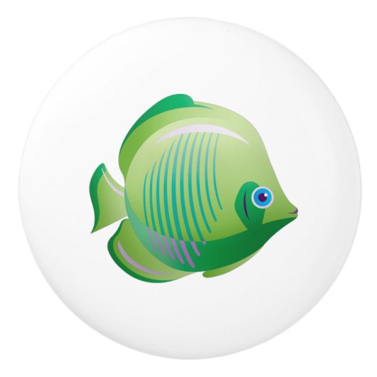 緑の熱帯魚の漫画のキャビネットのノブのドアのプル セラミックノブ (正面)