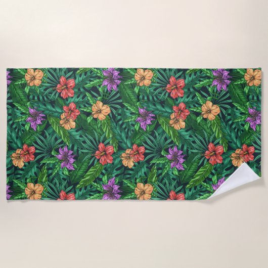緑の熱帯 ビーチタオル (正面)