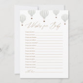 緑の熱気球の赤ちゃんシャワーのベビー 招待状 (正面)