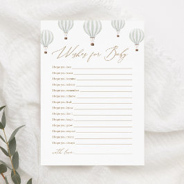 緑の熱気球の赤ちゃんシャワーのベビー 招待状