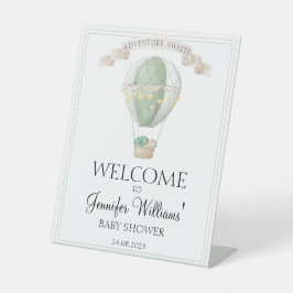 緑の熱気球の赤ちゃんシャワー歓迎サイン 台座サイン