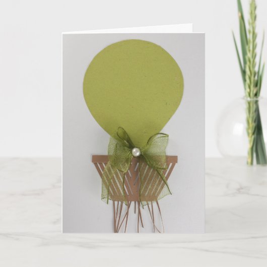 緑の熱気球をパーソナライズ カード (正面)