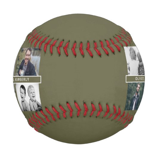 緑の父と子供と家族のパパ写真 野球ボール (裏面)