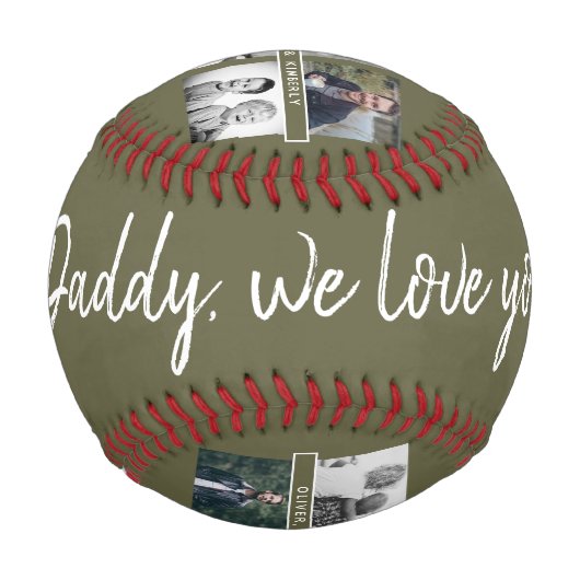 緑の父と子供と家族のパパ写真 野球ボール (正面)