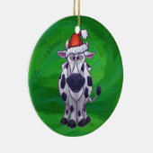 緑の牛クリスマス セラミックオーナメント (右)