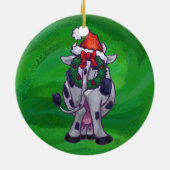緑の牛クリスマス セラミックオーナメント (裏面)