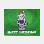 緑の牛クリスマス ドアマット (正面)
