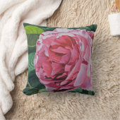 緑の牡丹の花と離れ四角形 クッション (ブランケット)