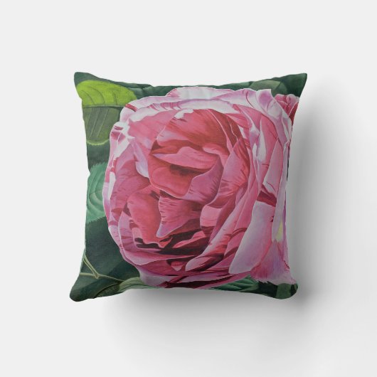 緑の牡丹の花と離れ四角形 クッション (裏面)