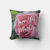 緑の牡丹の花と離れ言葉付き クッション (正面)