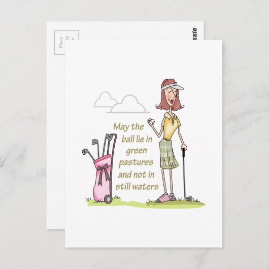 緑の牧草地に横たわる ポストカード (正面/裏面)