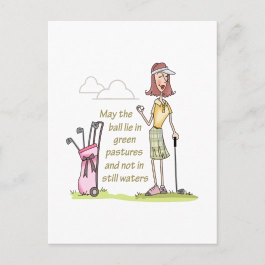 緑の牧草地に横たわる ポストカード (正面)