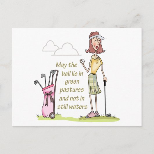 緑の牧草地に横たわる ポストカード (正面)