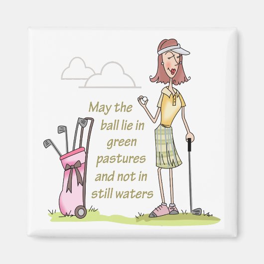 緑の牧草地に横たわる マグネット (正面)