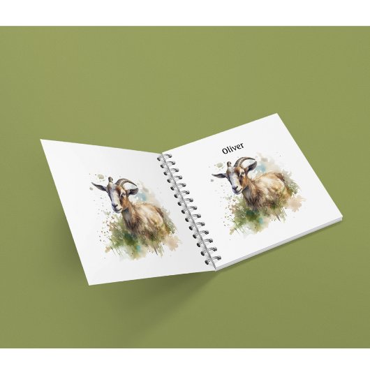 緑の牧草地の水の色のカスタマイズ可能なヤギ ノートブック