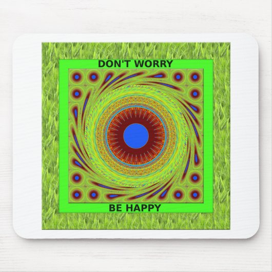 緑の牧草地は幸せになる心配しない素敵な日を持っている。 マウスパッド (正面)