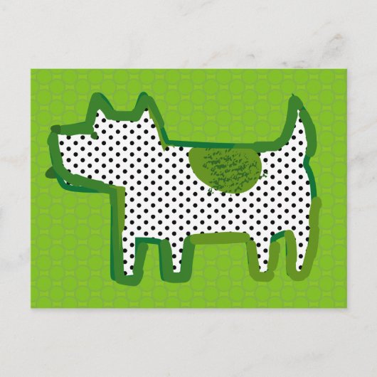 『緑の犬』のデジタル絵画はがき ポストカード (正面)