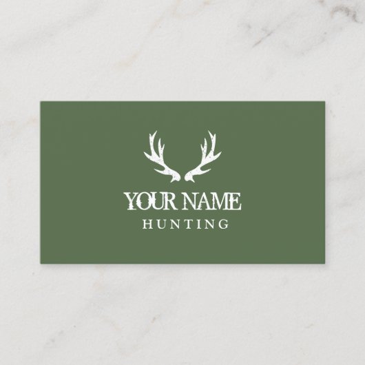 緑の狩りのシカの枝角の名刺のテンプレート 名刺 (正面)