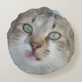 緑の猫目枕 ラウンドクッション