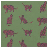 緑の猫 ファブリック (クローズアップ)