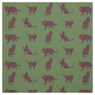 緑の猫 ファブリック